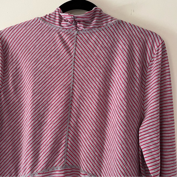 L.L. Bean Red & Gray Striped Open-Front Draped Cardigan - Picture 7 of 9